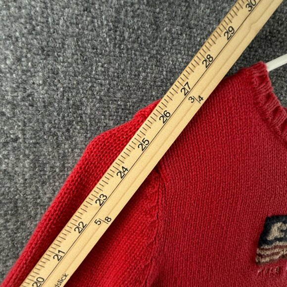 Ralph Lauren Polo Jeans Women Flag Sweater Medium Red Long Sleeve Knit Cotton - Picture 9 of 16